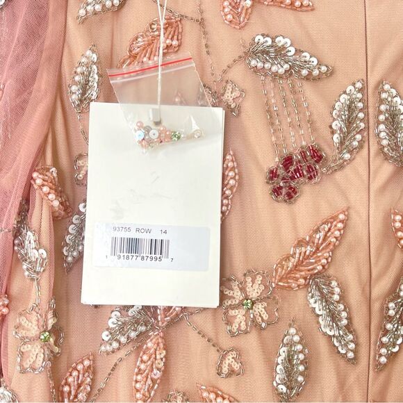 Mac Duggal 93755 Size 14 Floral Beaded Surplice V-Neck Long Balloon Sleeve Gown - Picture 14 of 16